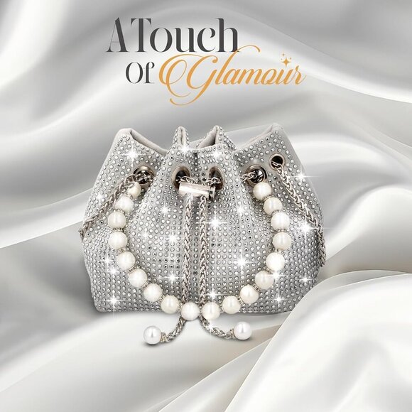 Silver Rhinestone Clutch Purse - Sparkly Silver Crystal Purse - Rhinestone Clutc - Picture 3 of 9